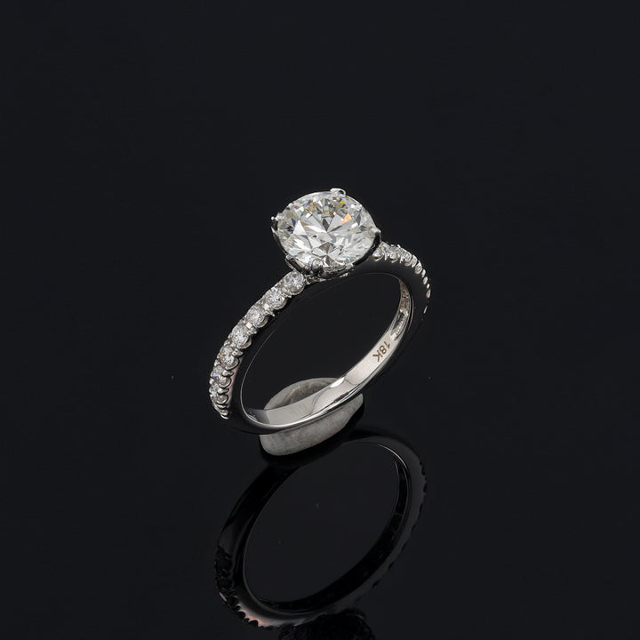 Tulip Studded Basket Solitaire Lab Diamond 1 Carat Ring in 18K White Gold
