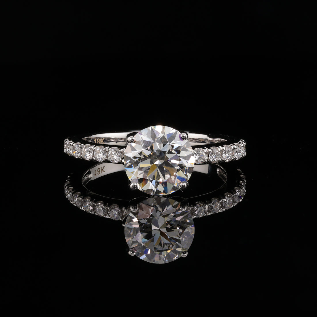 Tulip Studded Basket Solitaire Lab Diamond 1 Carat Ring in 18K White Gold