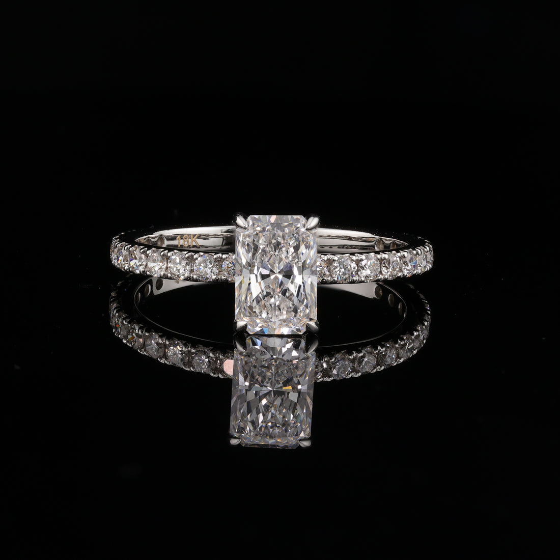 Classic Radiant 1 Carat Lab Diamond Ring in 18K Gold
