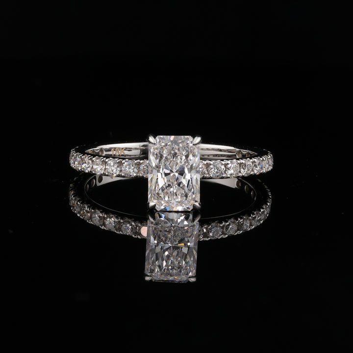 Classic Radiant 1 Carat Lab Diamond Ring in 18K Gold
