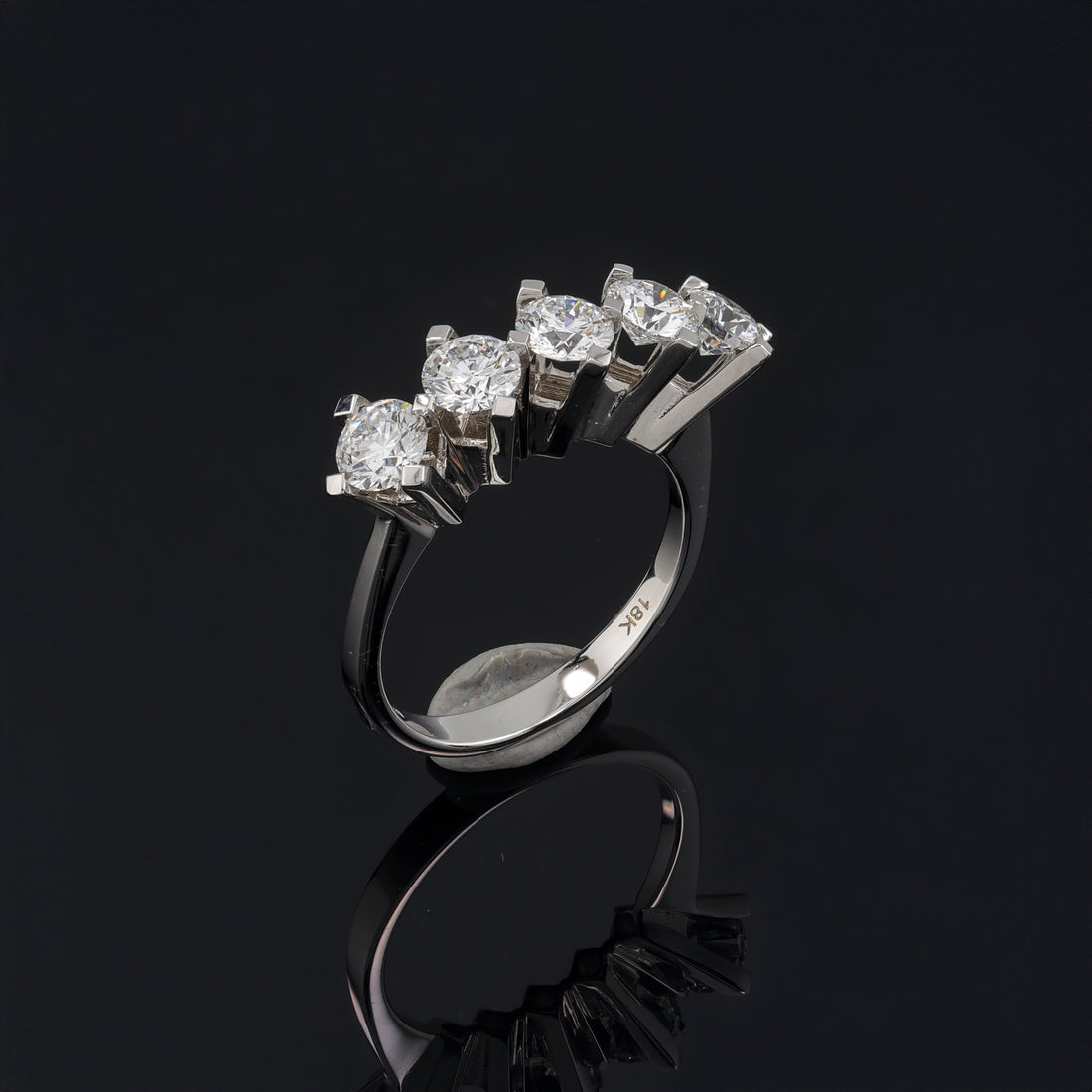 Stunning Grand Five Stone Lab Diamond Ring in 18K White Gold