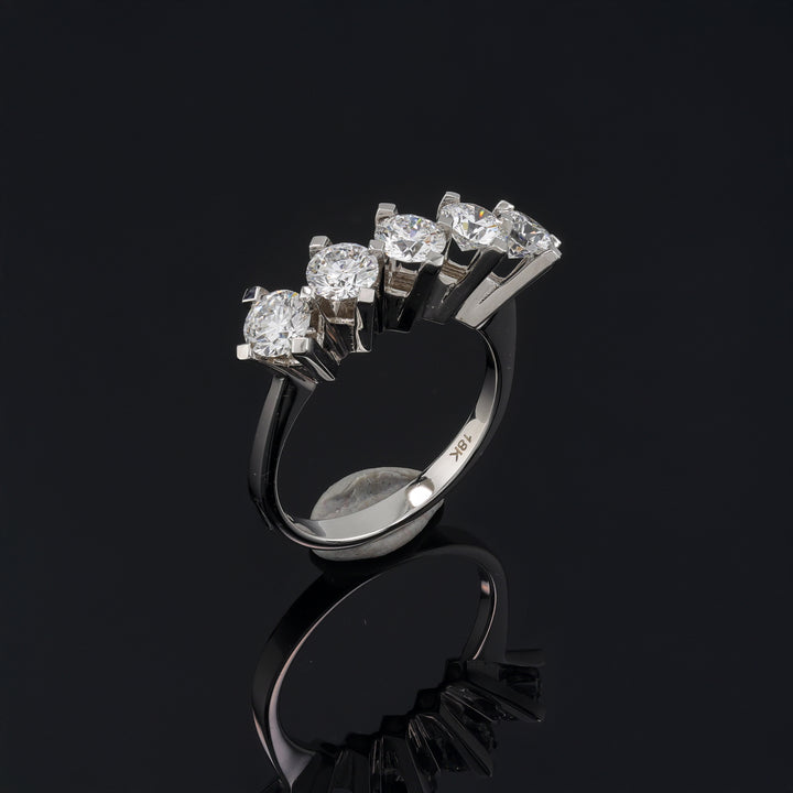 Stunning Grand Five Stone Lab Diamond Ring in 18K White Gold