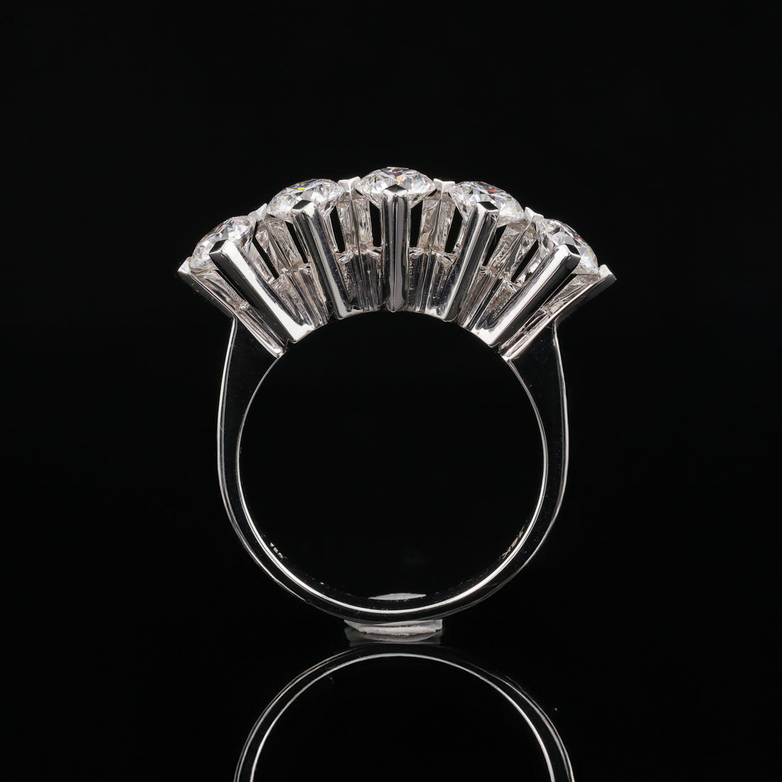 Stunning Grand Five Stone Lab Diamond Ring in 18K White Gold