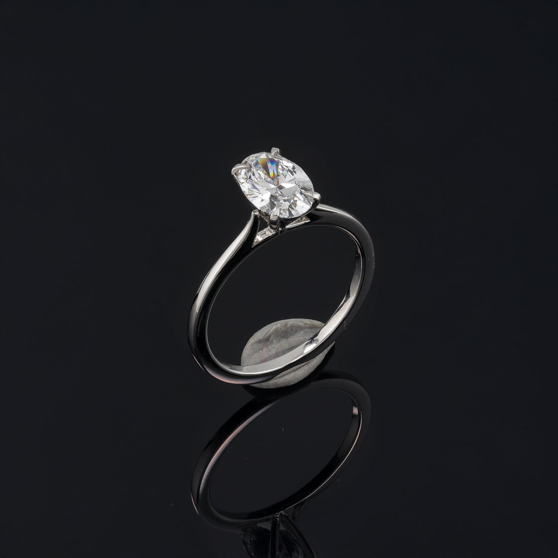 Lab Grown Oval 1 Carat Solitaire Cathedral Setting in 18K White Gold