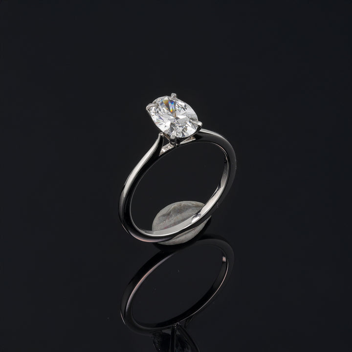 Lab Grown Oval 1 Carat Solitaire Cathedral Setting in 18K White Gold