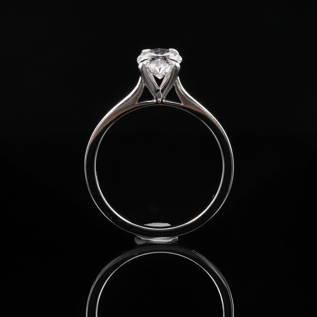 Lab Grown Oval 1 Carat Solitaire Cathedral Setting in 18K White Gold