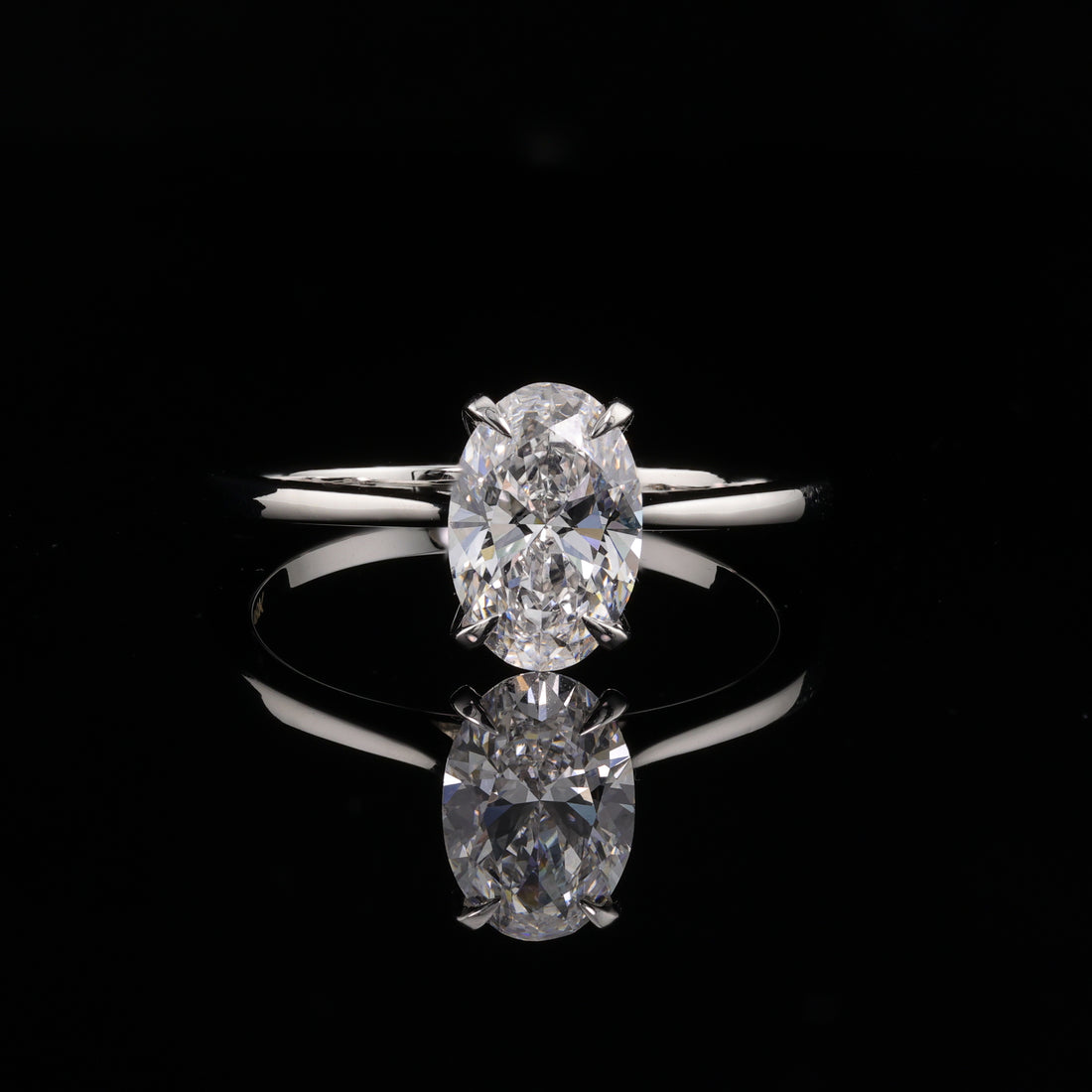 Lab Grown Oval 1 Carat Solitaire Cathedral Setting in 18K White Gold