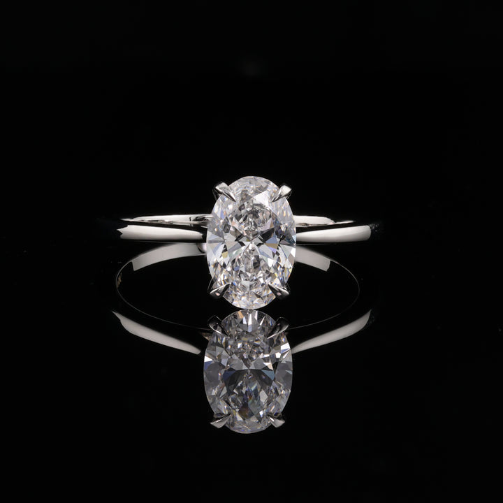 Lab Grown Oval 1 Carat Solitaire Cathedral Setting in 18K White Gold