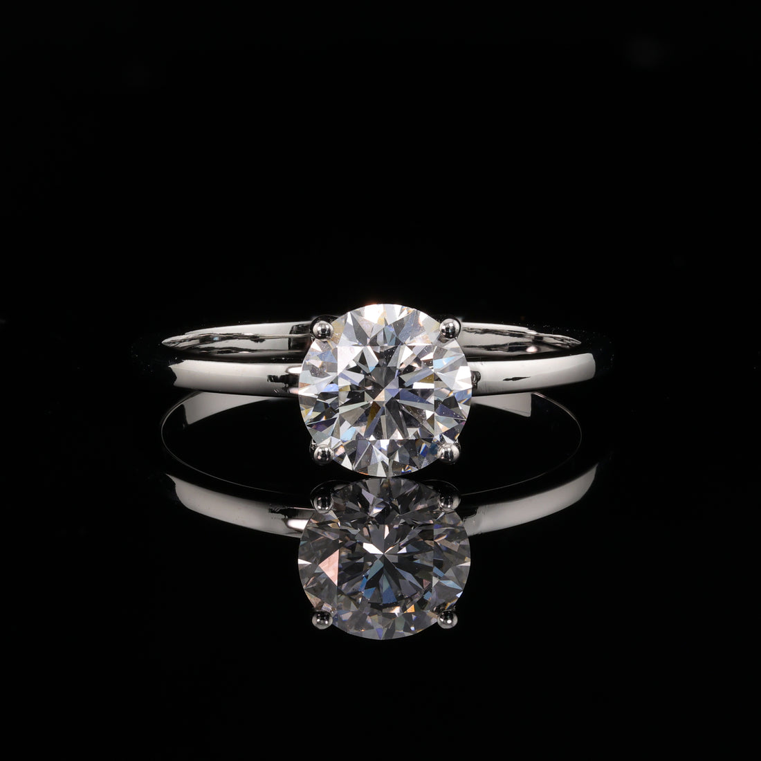 Tulip Basket 1 Carat Lab Grown Diamond Ring in 18K Solid White Gold