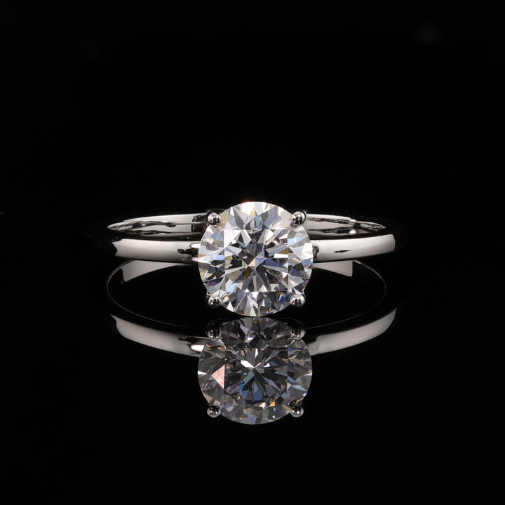 Tulip Basket 1 Carat Lab Grown Diamond Ring in 18K Solid White Gold