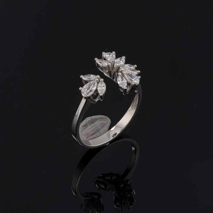 Floral Cluster Lab-Grown Diamond Ring in 18K White Gold