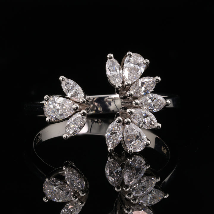Floral Cluster Lab-Grown Diamond Ring in 18K White Gold