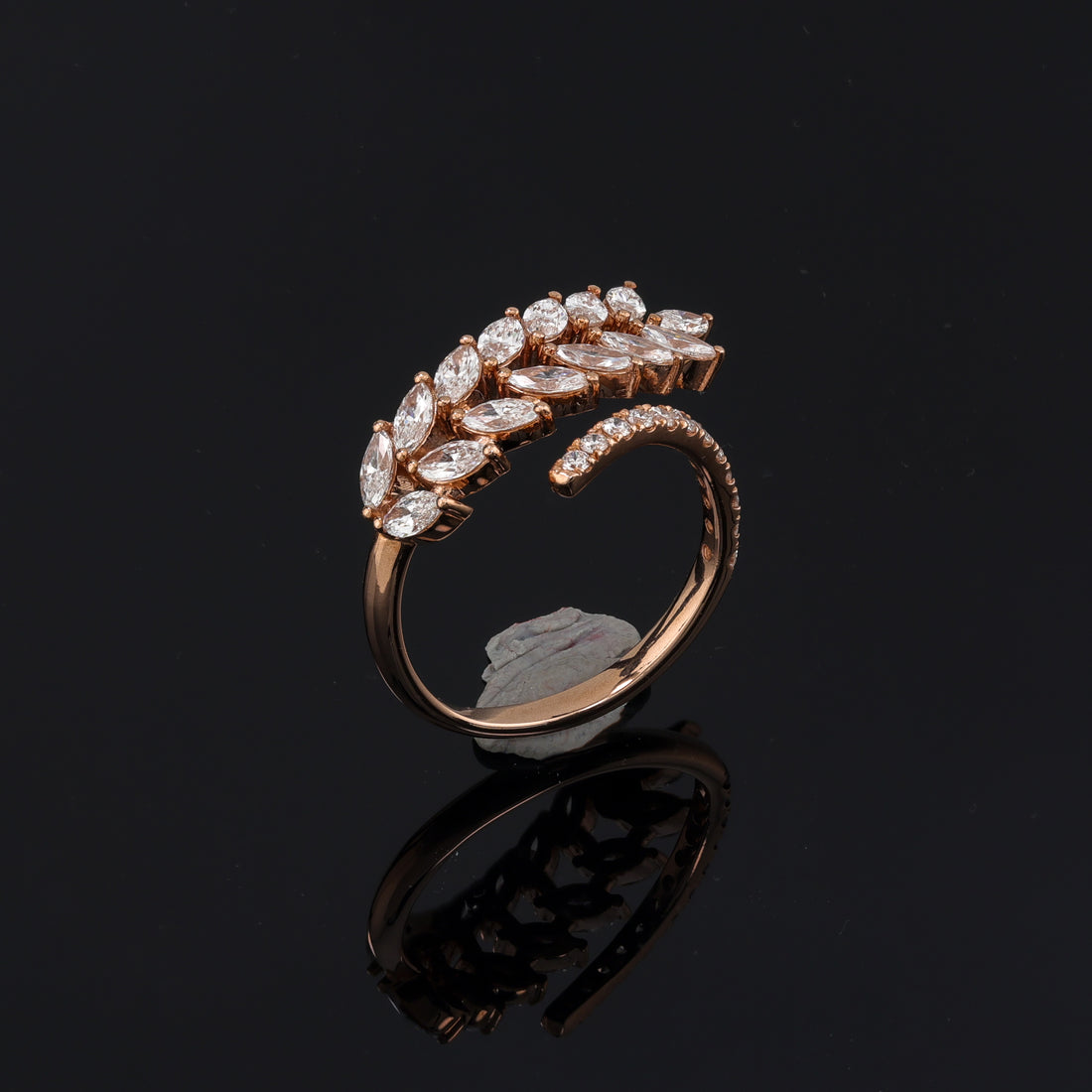 Leaf Wrapped Lab Grown Diamond Ring in 9K Pink Gold
