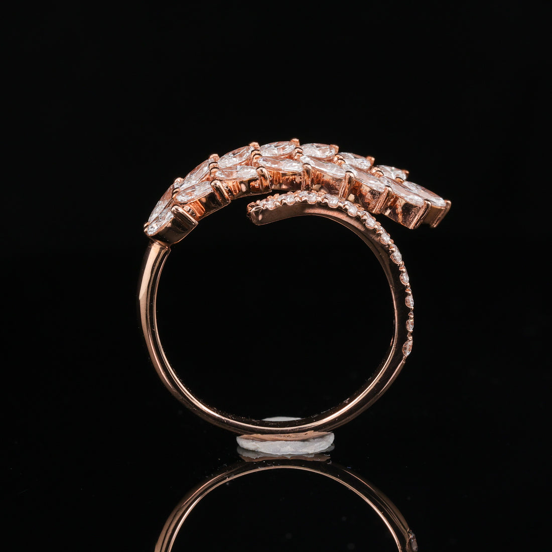 Leaf Wrapped Lab Grown Diamond Ring in 9K Pink Gold