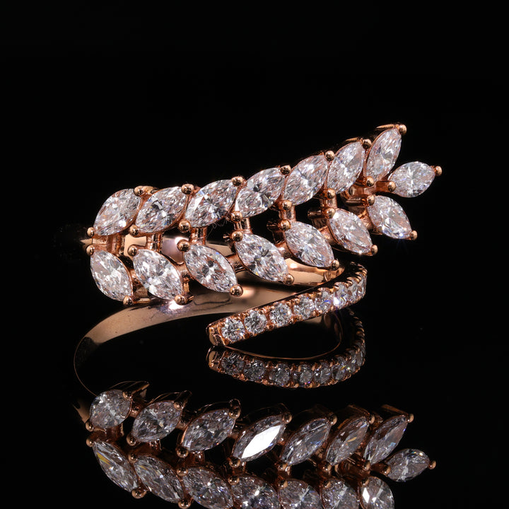 Leaf Wrapped Lab Grown Diamond Ring in 9K Pink Gold