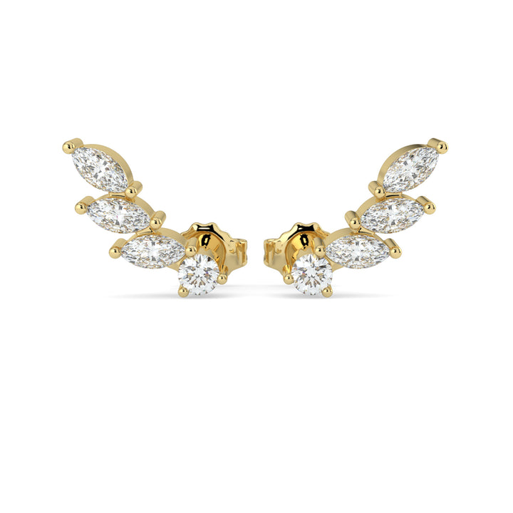 Angel Wings Diamond Stud Earrings 18K Yellow Gold