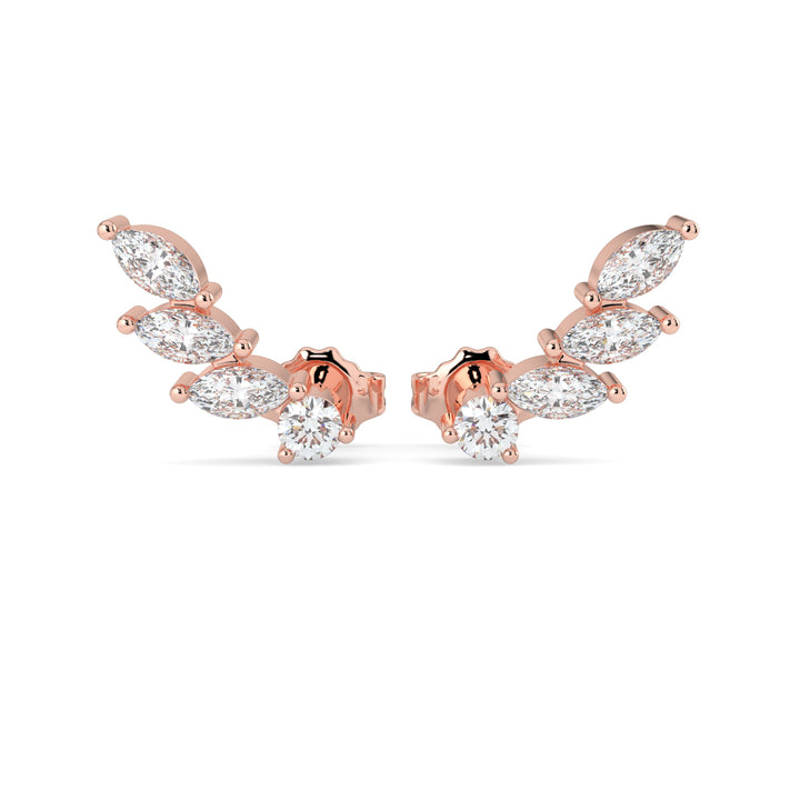 Angel Wings Diamond Stud Earrings 18K Rose Gold