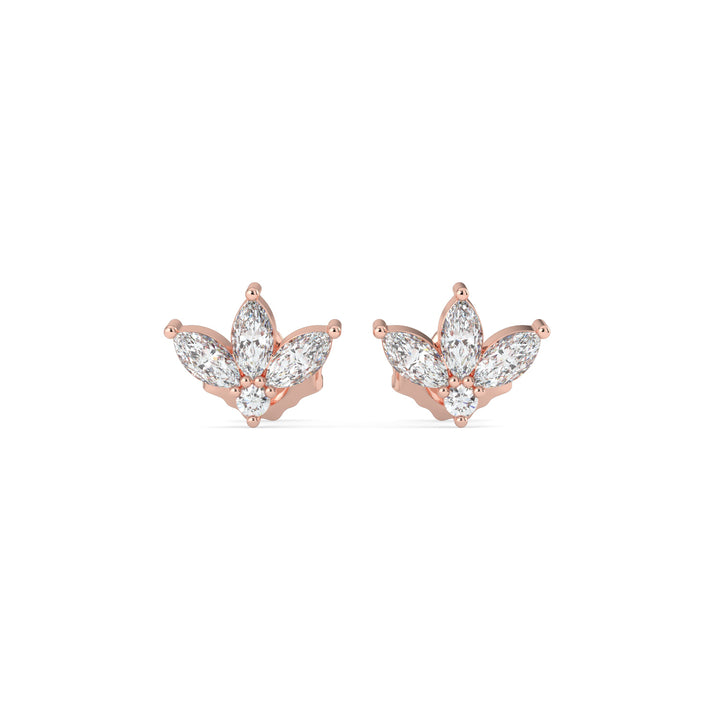 Half-Flower Diamond Stud Earrings 18K Rose Gold