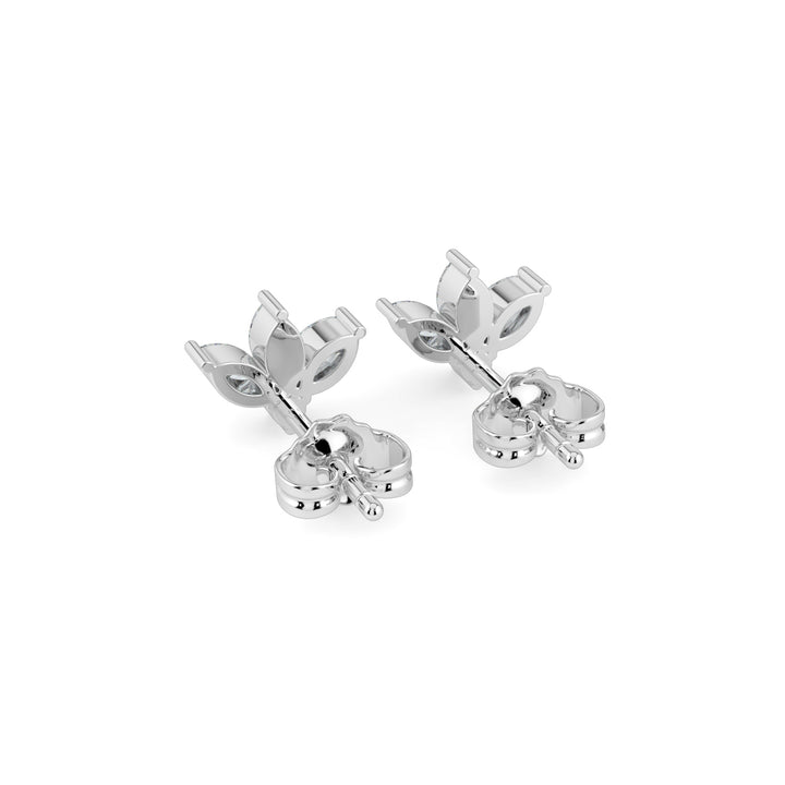 Half-Flower Diamond Stud Earrings 9K White Gold