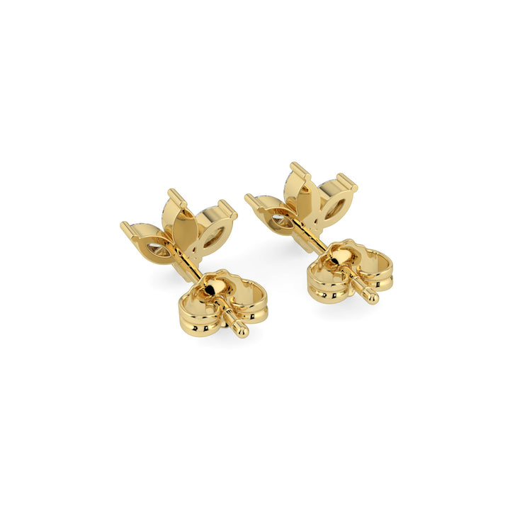 Half-Flower Diamond Stud Earrings 18K Yellow Gold
