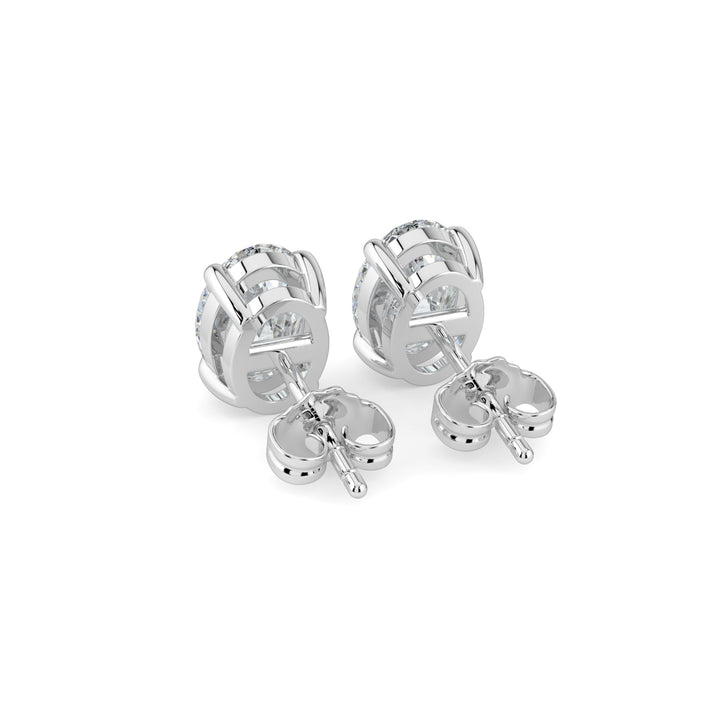 Oval Solitaire Diamond Stud Earrings 18K White Gold