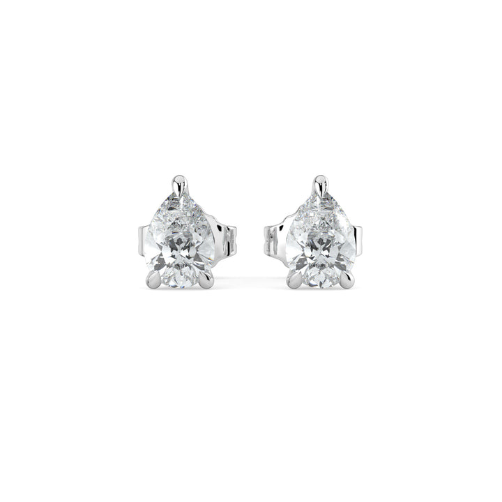 Pear Cut Solitaire Diamond Earrings 18K White Gold
