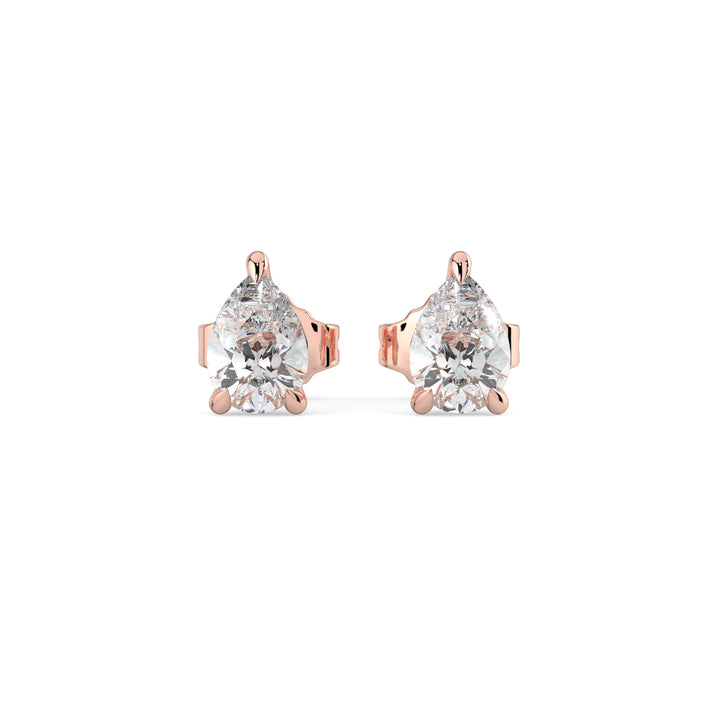 Pear Cut Solitaire Diamond Earrings 18K Rose Gold