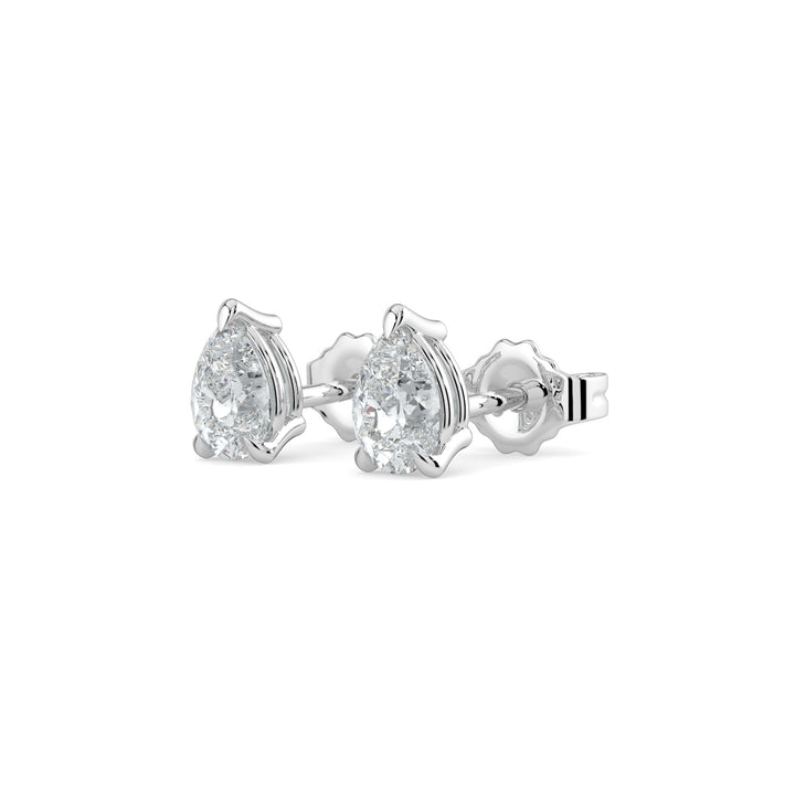 Pear Cut Solitaire Diamond Earrings 9K White Gold