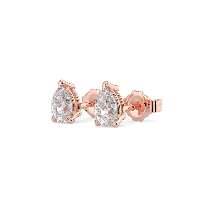 Pear Cut Solitaire Diamond Earrings 9K Rose Gold