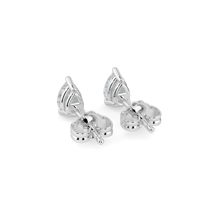 Pear Cut Solitaire Diamond Earrings 18K White Gold