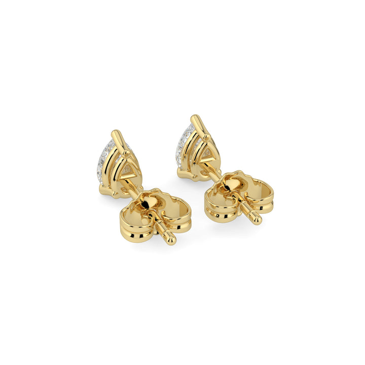 Pear Cut Solitaire Diamond Earrings 18K Yellow Gold