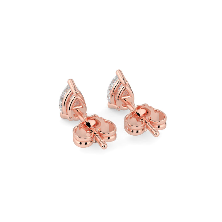 Pear Cut Solitaire Diamond Earrings 18K Rose Gold