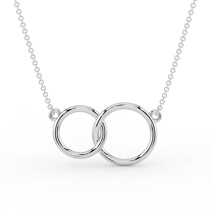 Interlocking Infinity Double Circle Necklace 9K White Gold