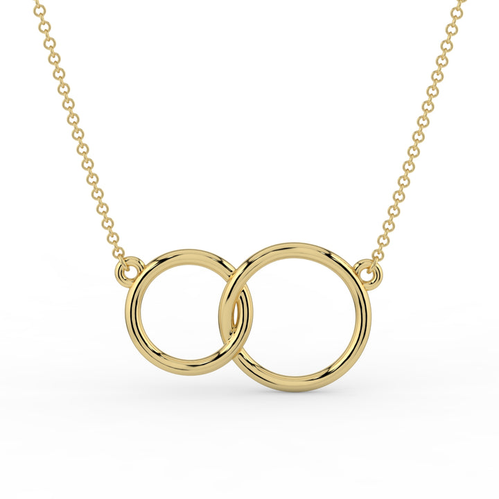 Interlocking Infinity Double Circle Necklace  18K Yellow Gold