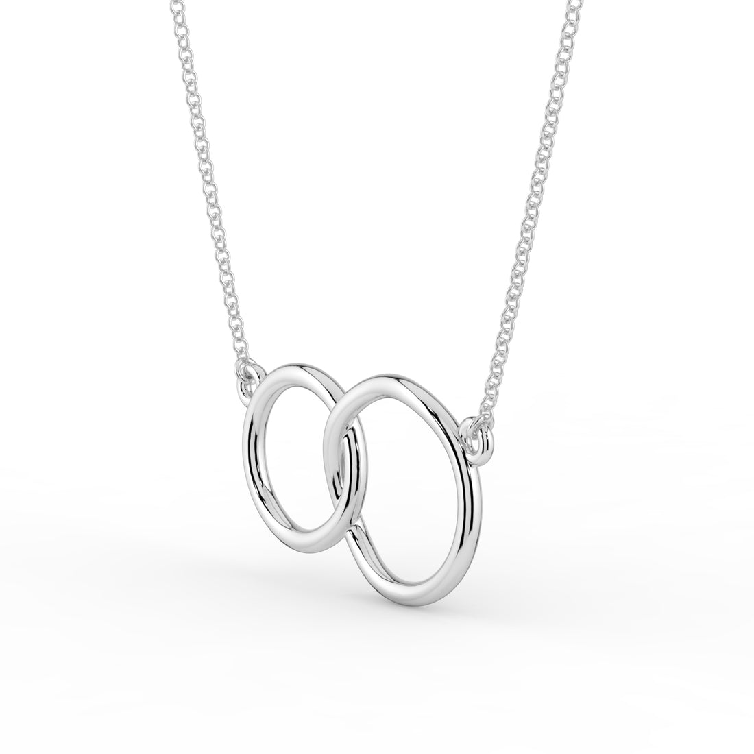 Interlocking Infinity Double Circle Necklace 18K White Gold