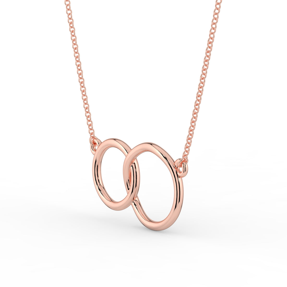 Interlocking Infinity Double Circle Necklace 9K Rose Gold