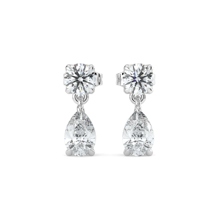 Elegant Pear Drop Diamond Earrings 18K White Gold