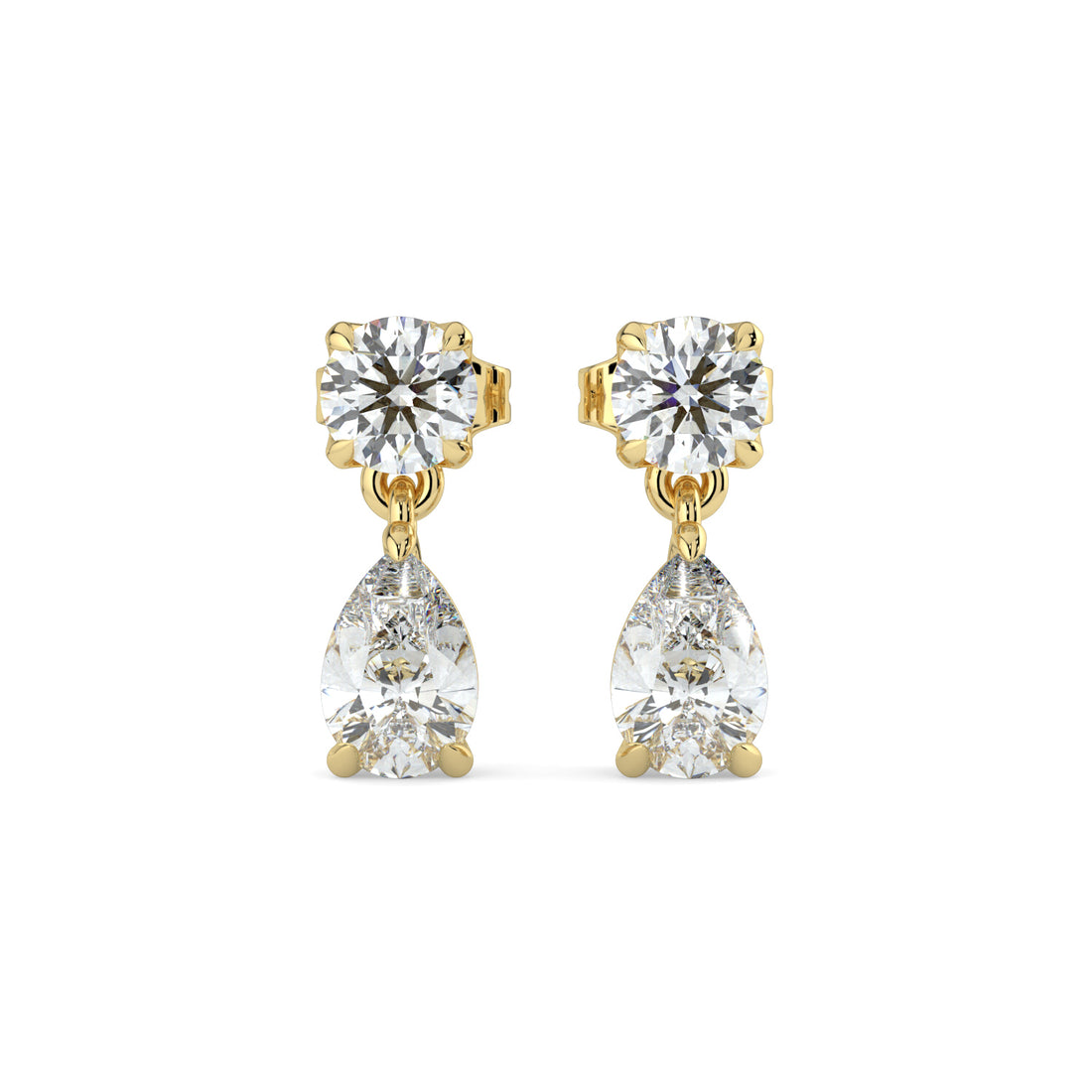Elegant Pear Drop Diamond Earrings 9K Yellow Gold