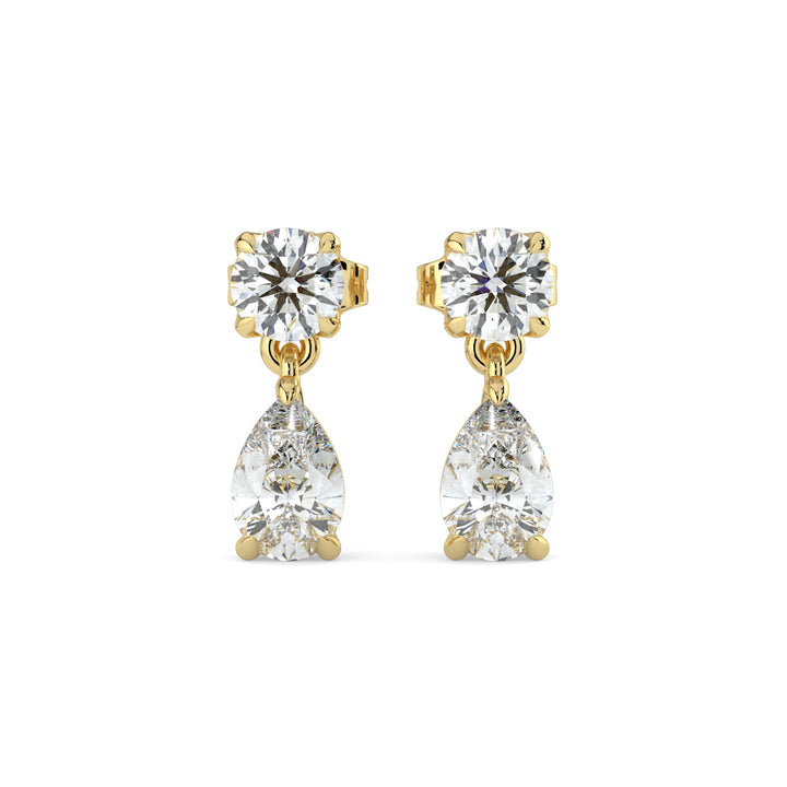 Elegant Pear Drop Diamond Earrings 18K Yellow Gold