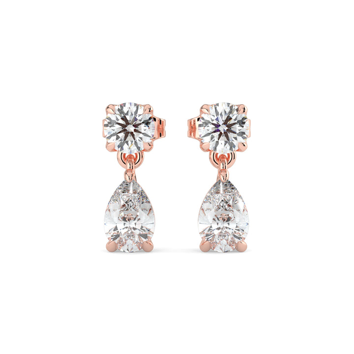 Elegant Pear Drop Diamond Earrings 18K Rose Gold