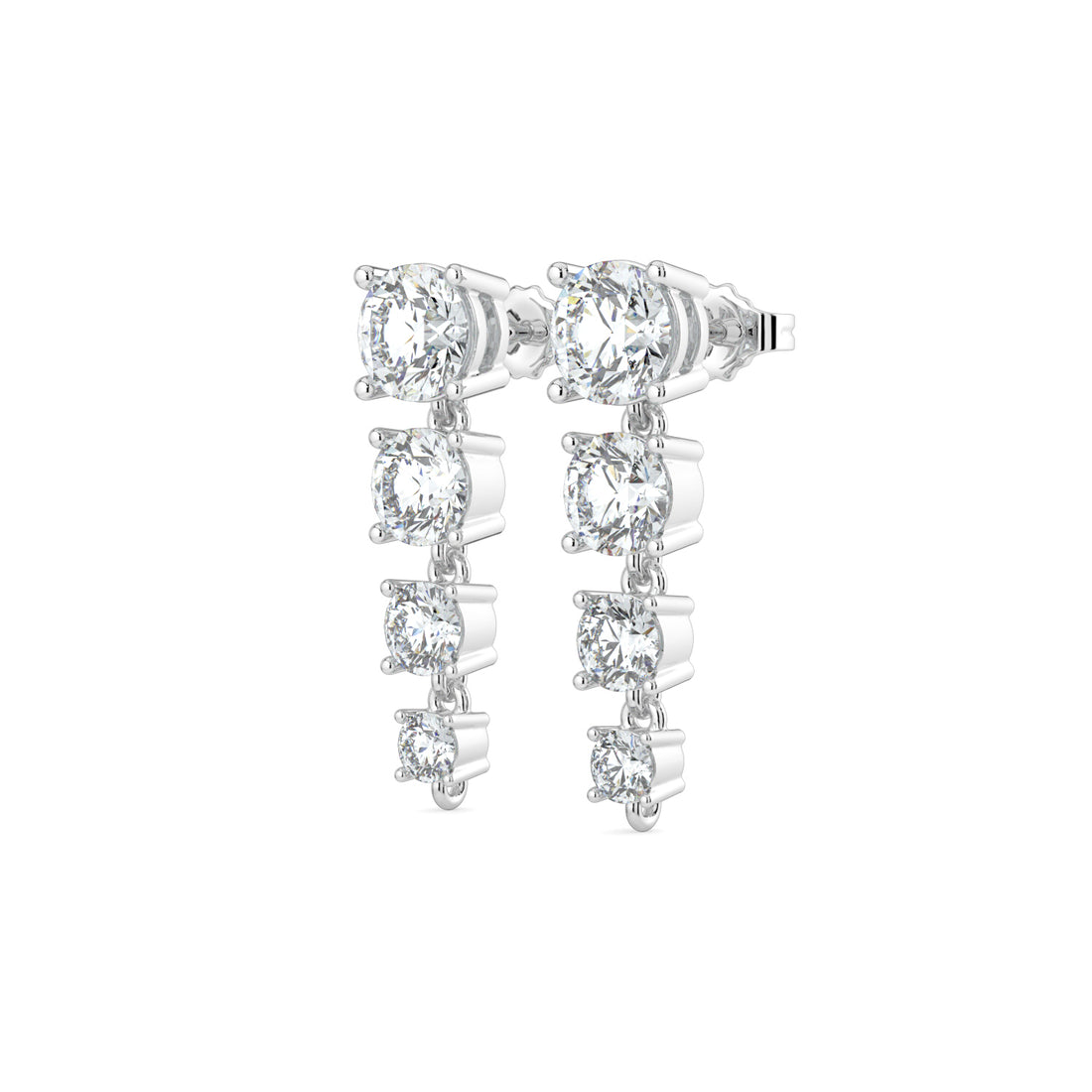 Brilliant 4-Stone Diamond Drop Earrings in 18K White Gold
