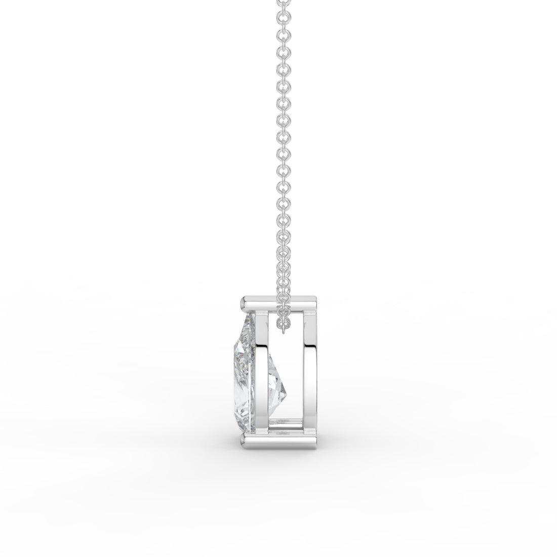 Pear Shap Solitaire Pendant Necklace  18K White Gold