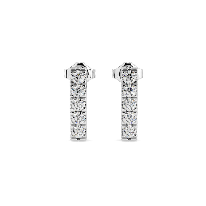 Dazzling Diamond Column Gold Earrings in 18K White Gold