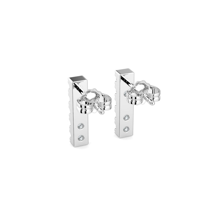 Dazzling Diamond Column Gold Earrings in 18K White Gold