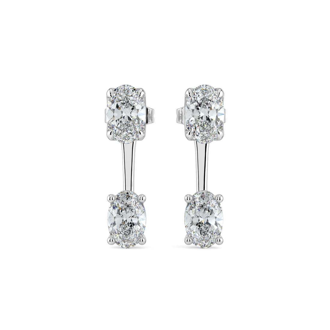 Classic Two-Stone Oval Diamond Two in One Earrings in Gold