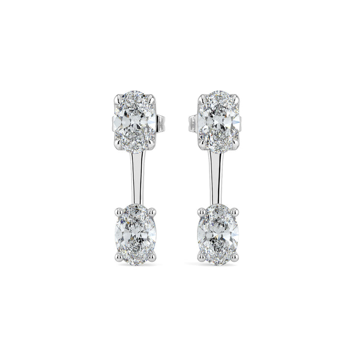 Classic Two-Stone Oval Diamond Two in One Earrings in Gold