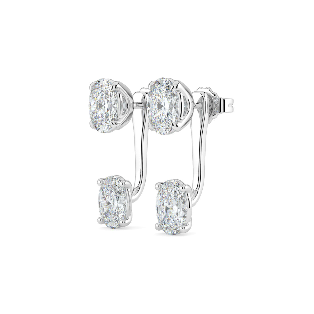 Classic Two-Stone Oval Diamond Two in One Earrings in Gold