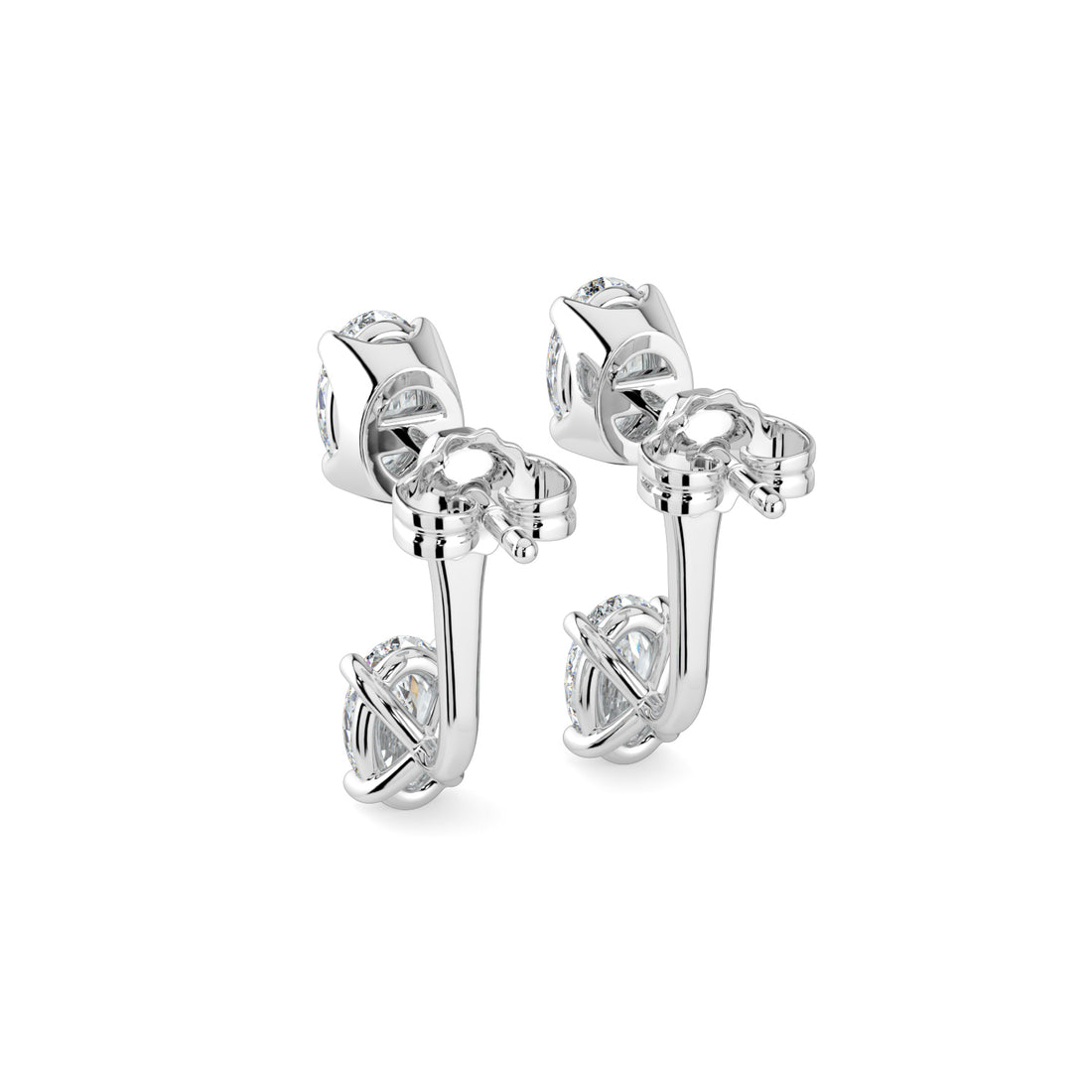 Classic Two-Stone Oval Diamond Two in One Earrings in Gold