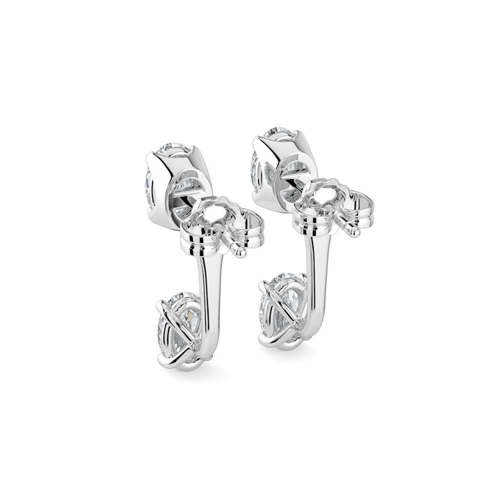 Classic Two-Stone Oval Diamond Two in One Earrings in Gold