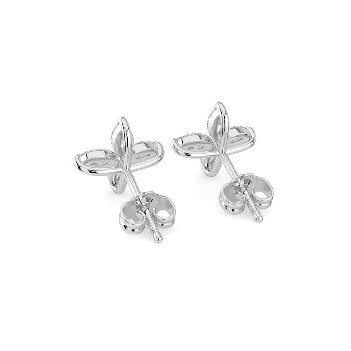 Brilliant 4 Stone Petal Diamond Cluster Blossom Stud Earrings in 18K White Gold